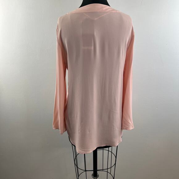 NWT ZARA Woman Hi Lo Blouse Top Pastel Pink V-Neck Long Sleeves Pullover Size M - Picture 6 of 10